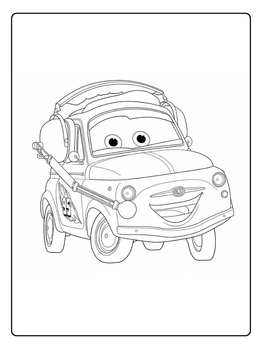 Cars 2 Lightning McQueen coloring pages with classic Lightning McQueen pose