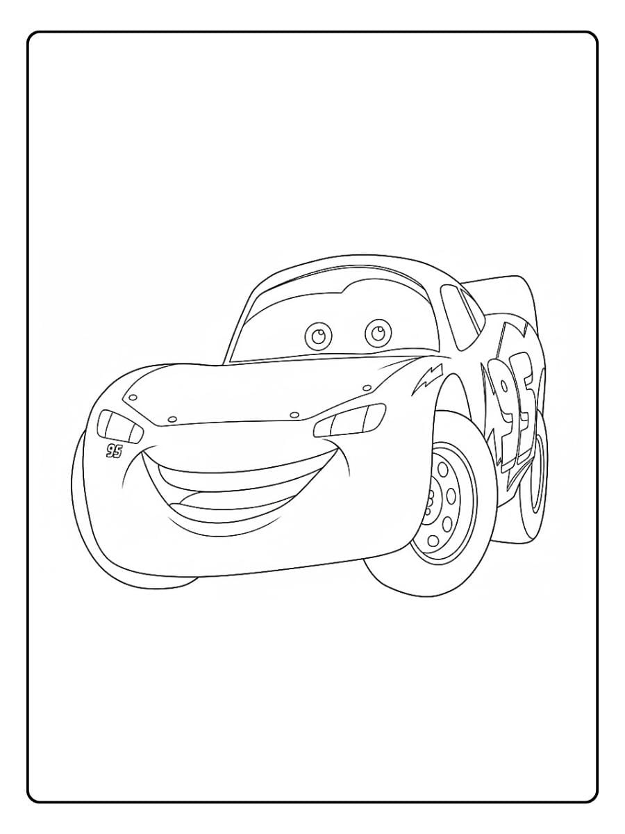 Cars 2 Lightning McQueen coloring pages with close up Lightning McQueen face