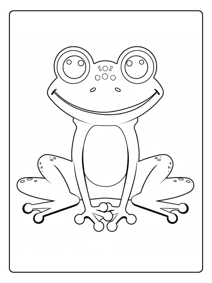Cartoon Coloring Pages Happy Green Frog