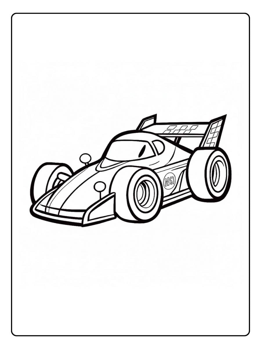 Cartoon Formula Race Car Coloring Page
