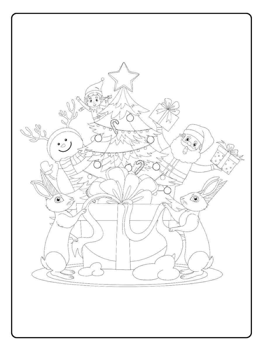 Charming Holiday Reindeer on a Present Print cute coloring pages christmas