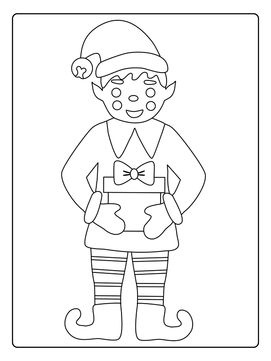 Christmas Elf Coloring Page