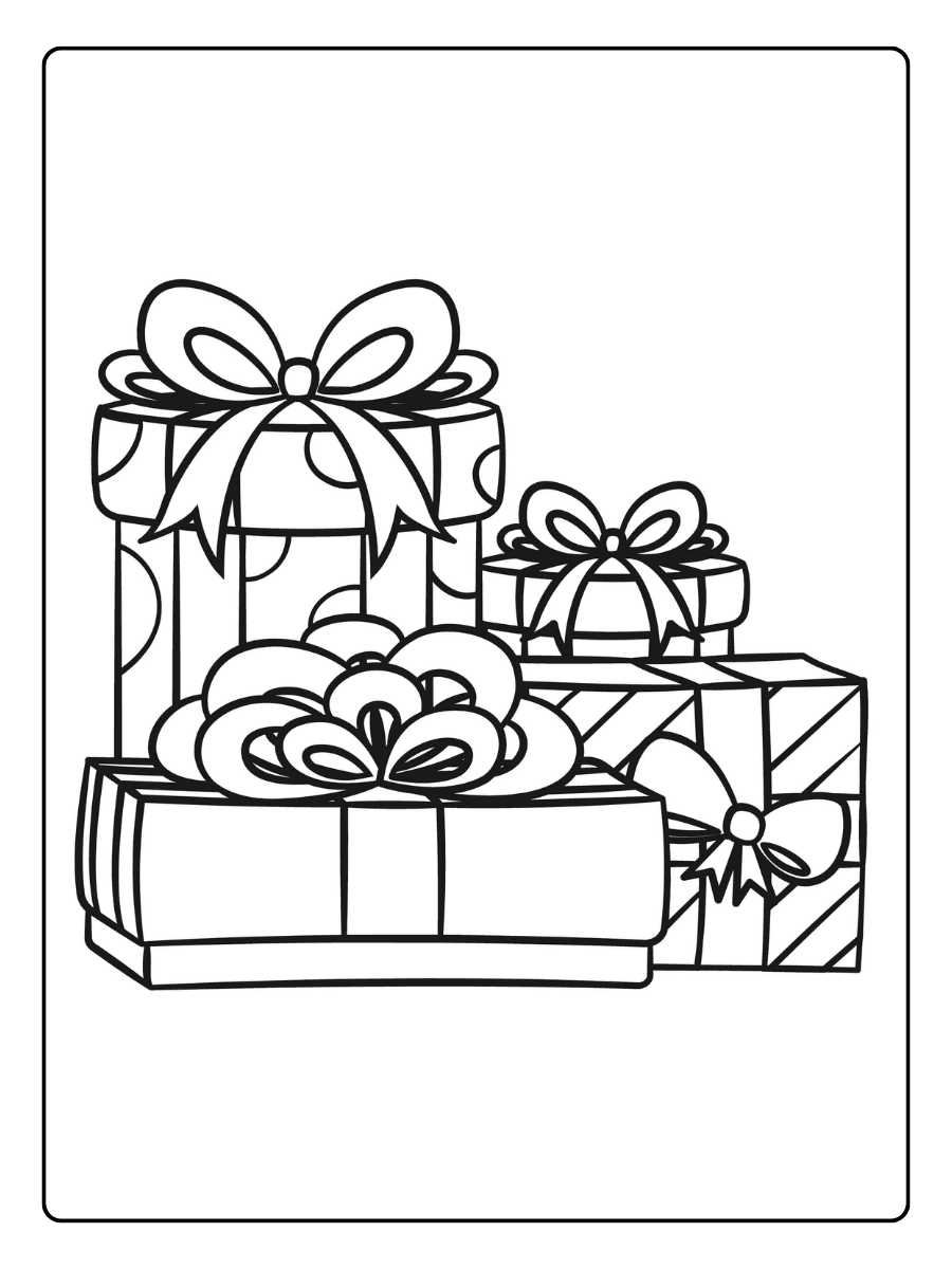 Christmas Gifts Coloring Page