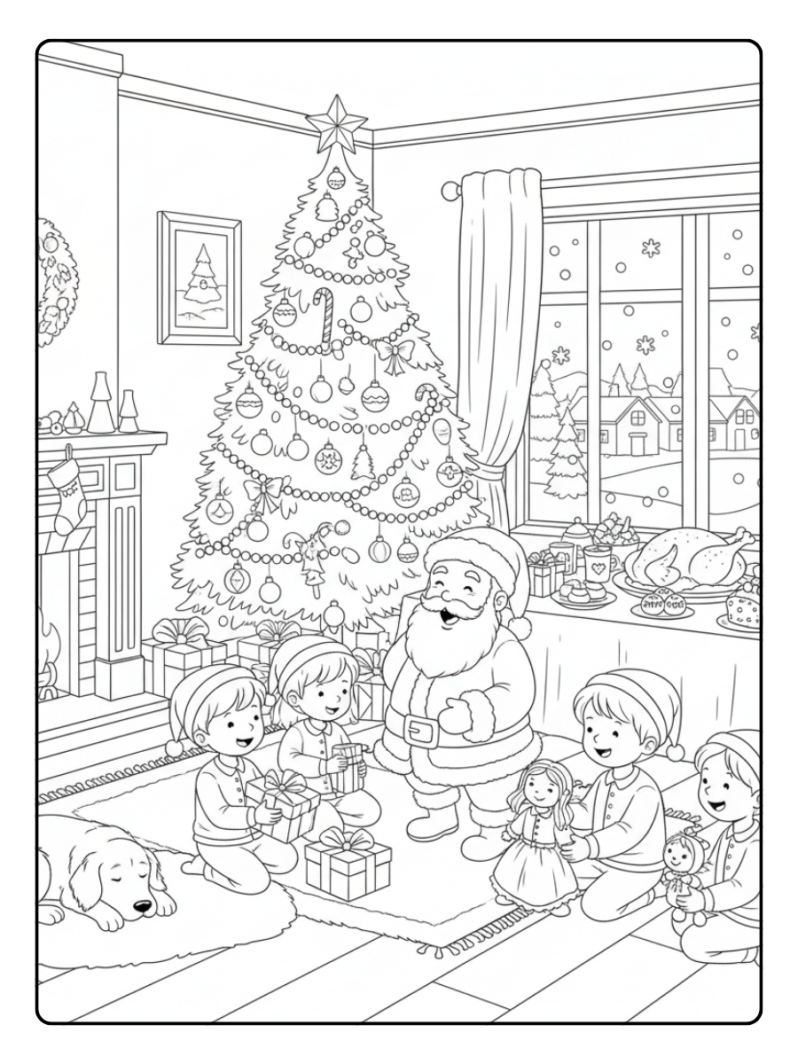 Christmas Holiday Coloring Pages – Christmas Party Scene