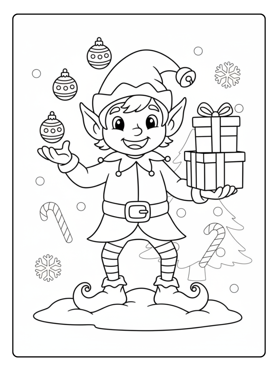 Christmas Holiday Coloring Pages – Elf Holiday Fun