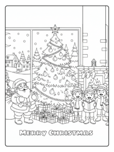 Christmas Holiday Coloring Pages – Happy Holiday Scene