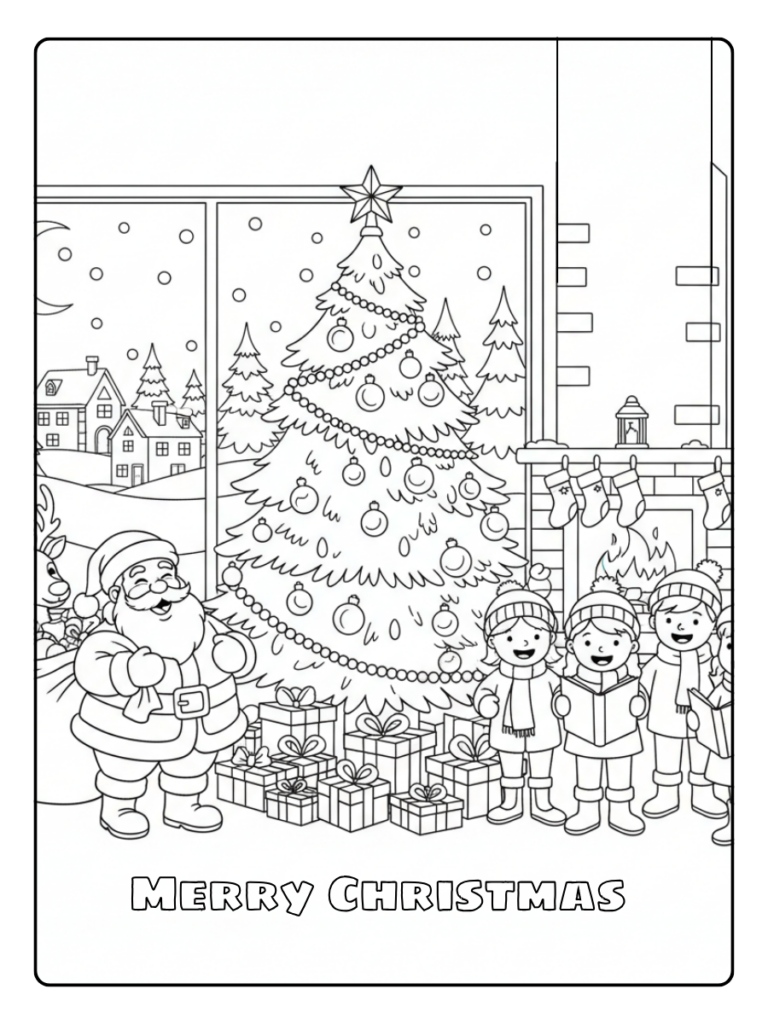 Christmas Holiday Coloring Pages – Happy Holiday Scene