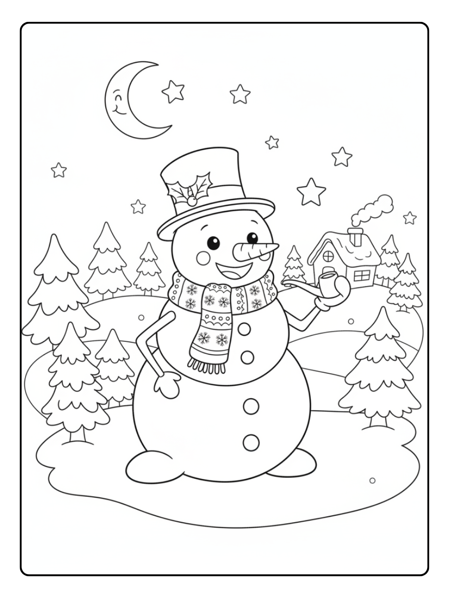 Christmas Holiday Coloring Pages – Snowman Holiday