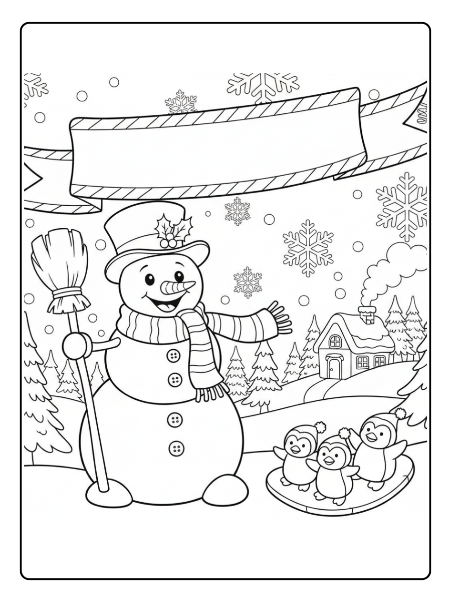 Christmas Holiday Coloring Pages – Snowman Winter Fun