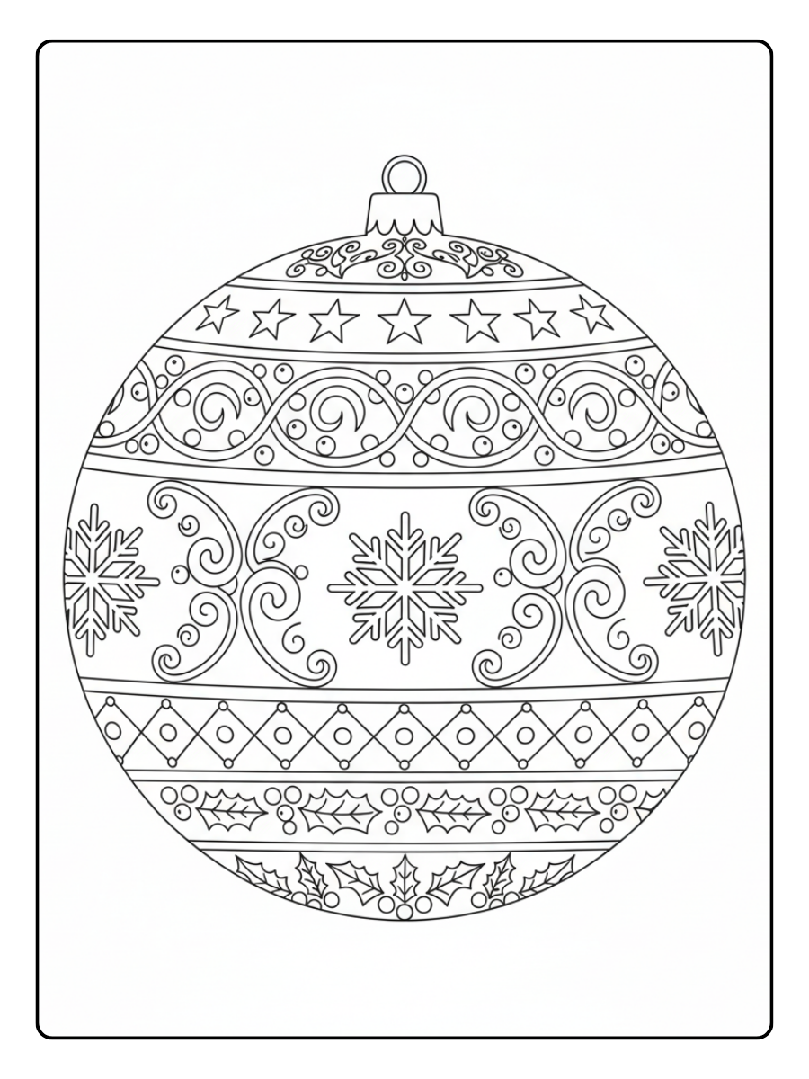 Christmas Ornament Coloring Pages – Decorated Ornament