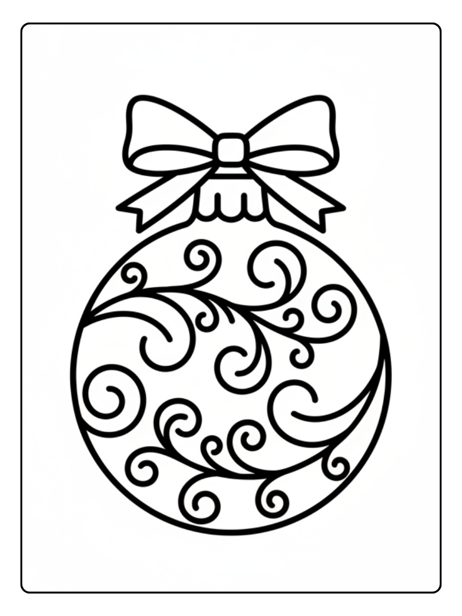 Christmas Ornament Coloring Pages – Ornament with Leaves