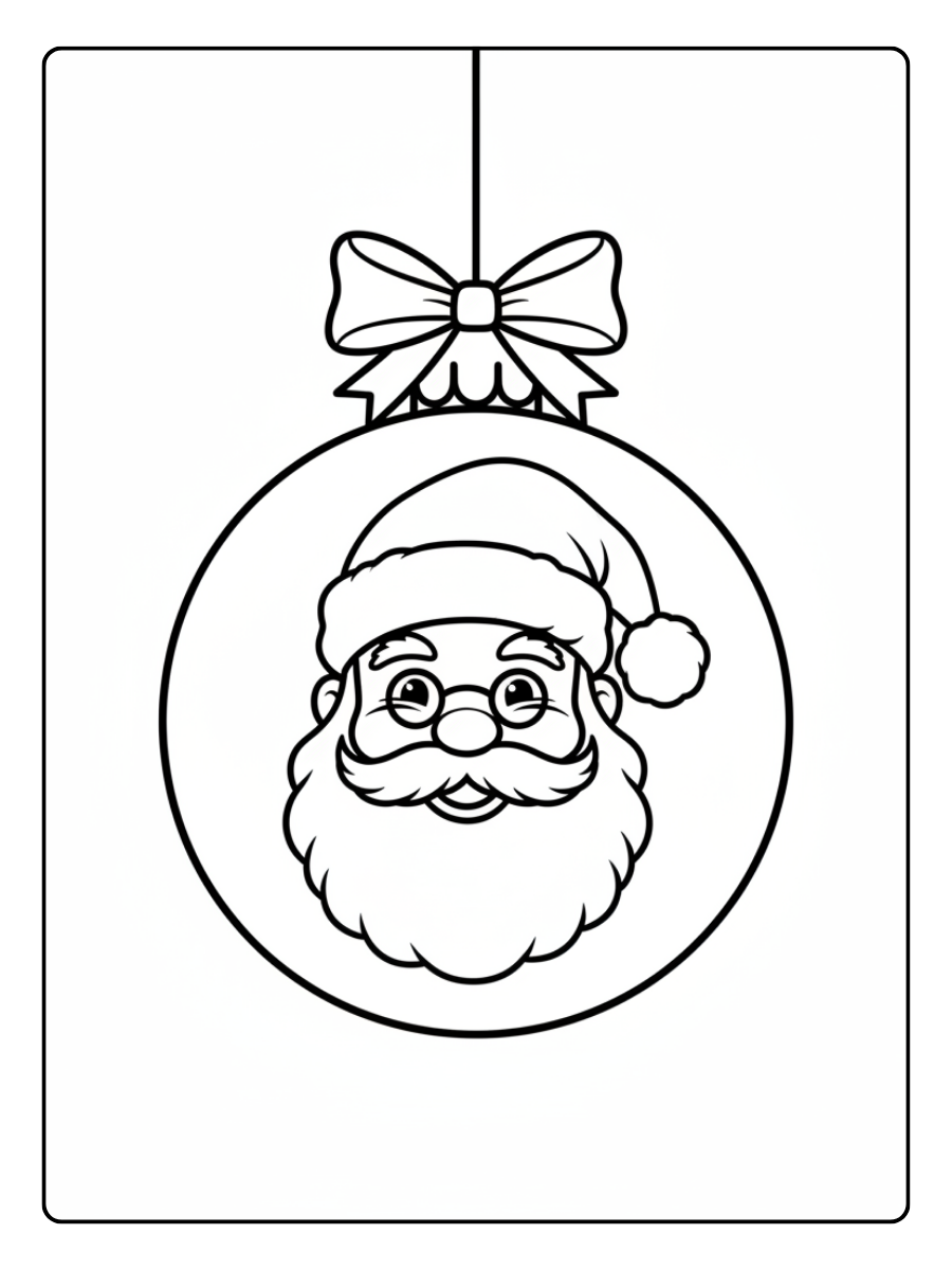 Christmas Ornament Coloring Pages – Ornament with Santa