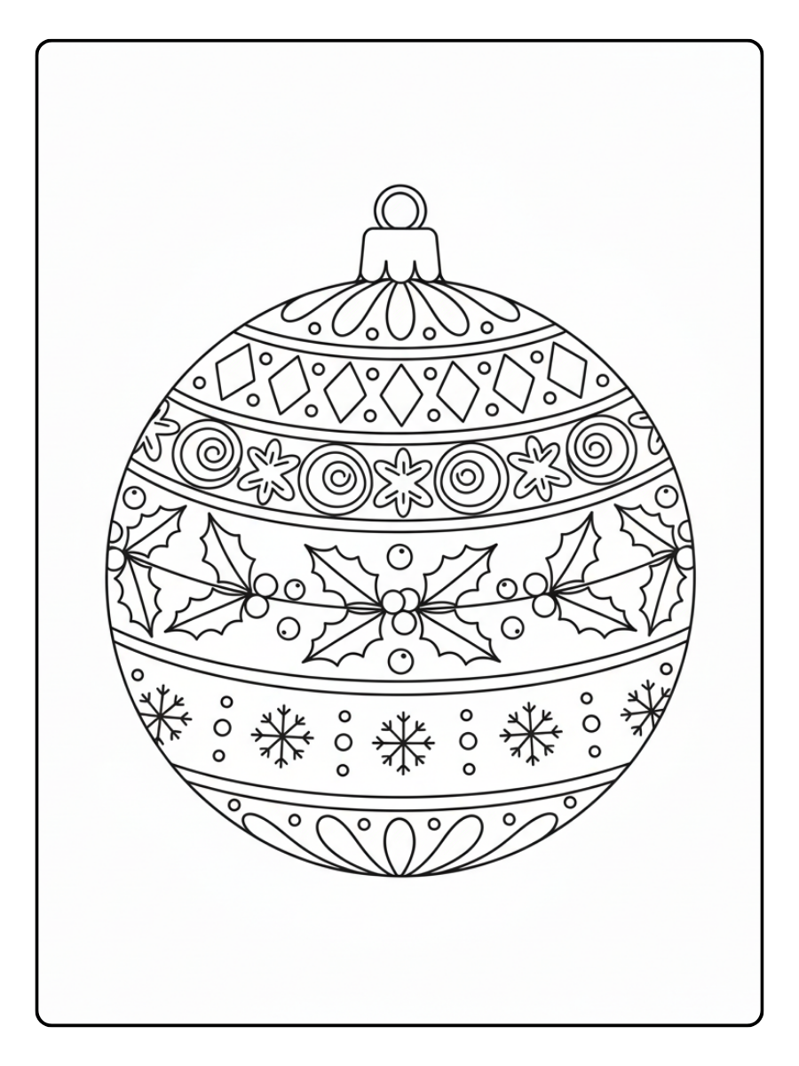Christmas Ornament Coloring Pages – Round Ornament