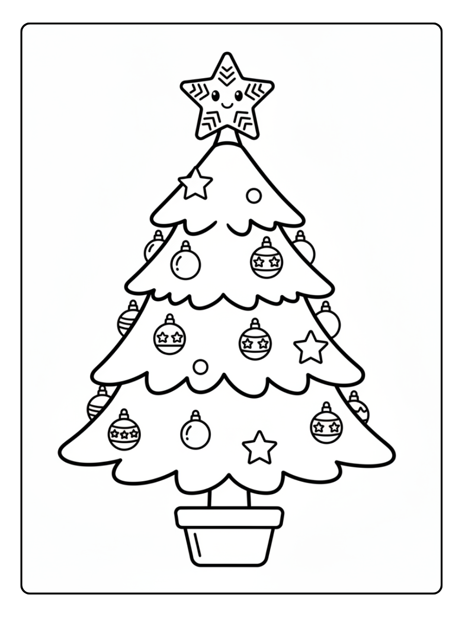 Christmas Tree Coloring Pages – Cartoon Christmas Tree