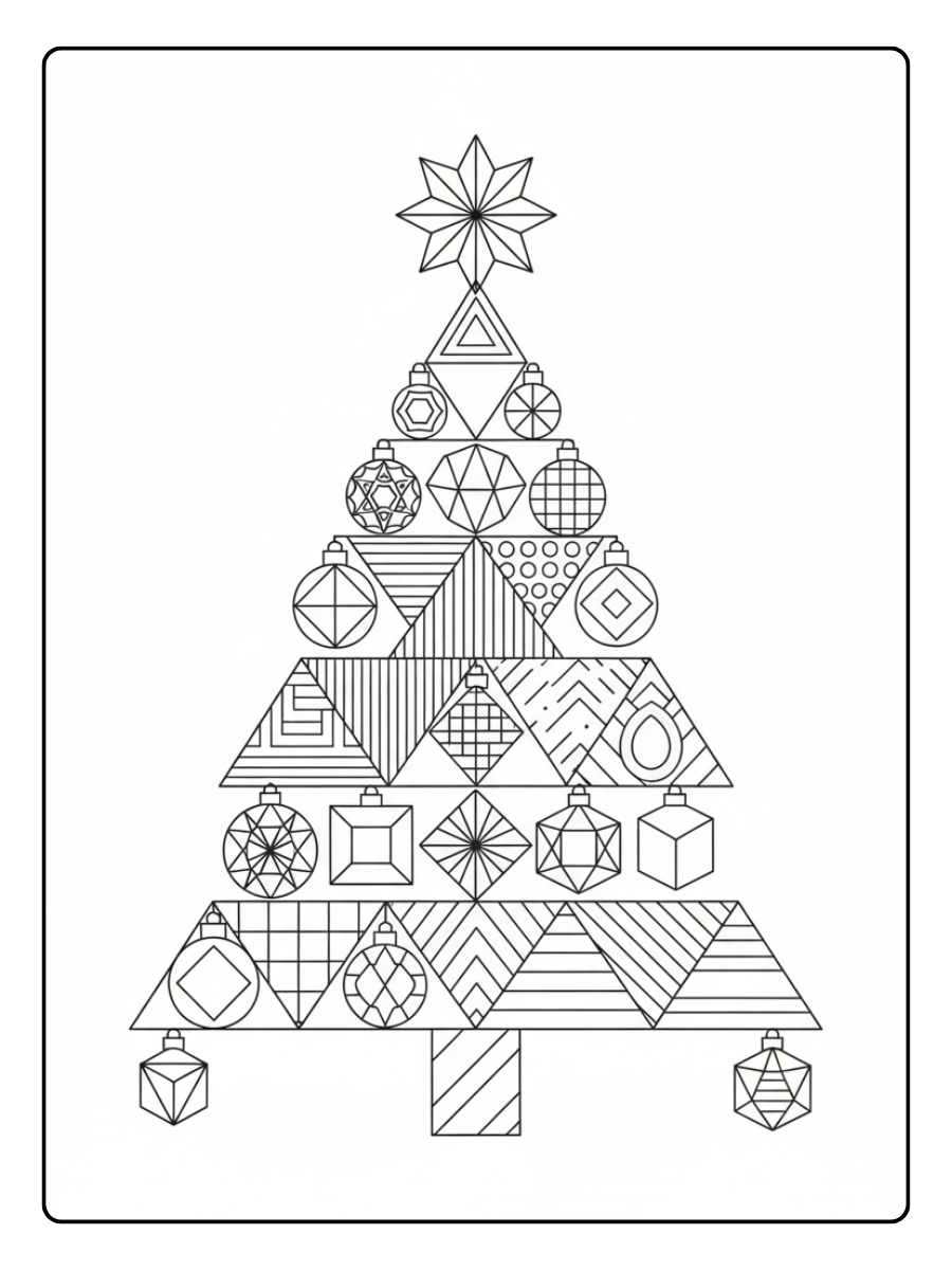 Christmas Tree Coloring Pages – Christmas Tree Geometric Style