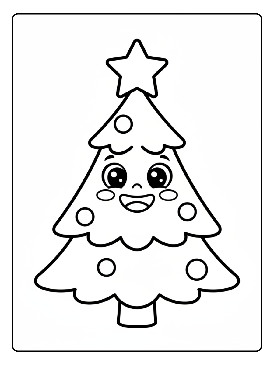 Christmas Tree Coloring Pages – Christmas Tree Happy Face