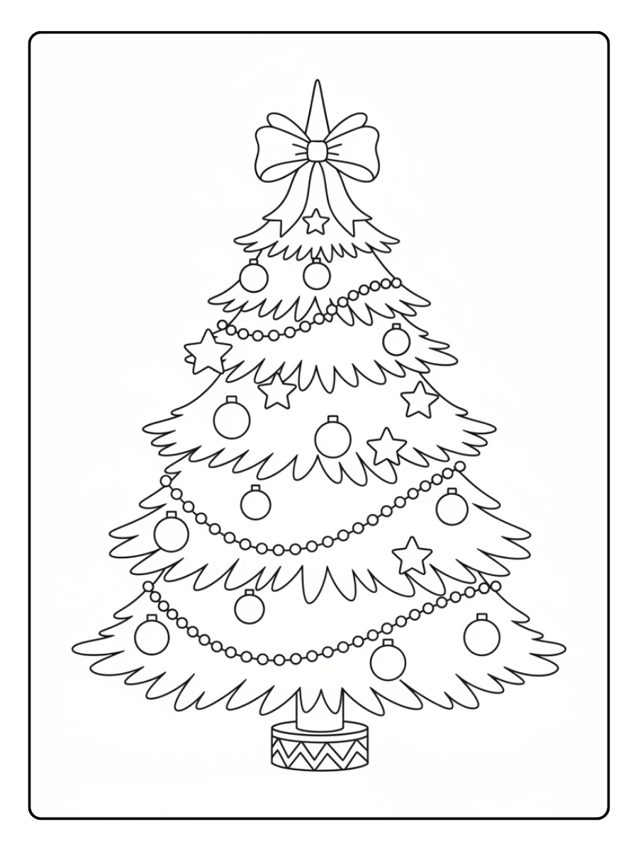Christmas Tree Coloring Pages – Christmas Tree with Bow