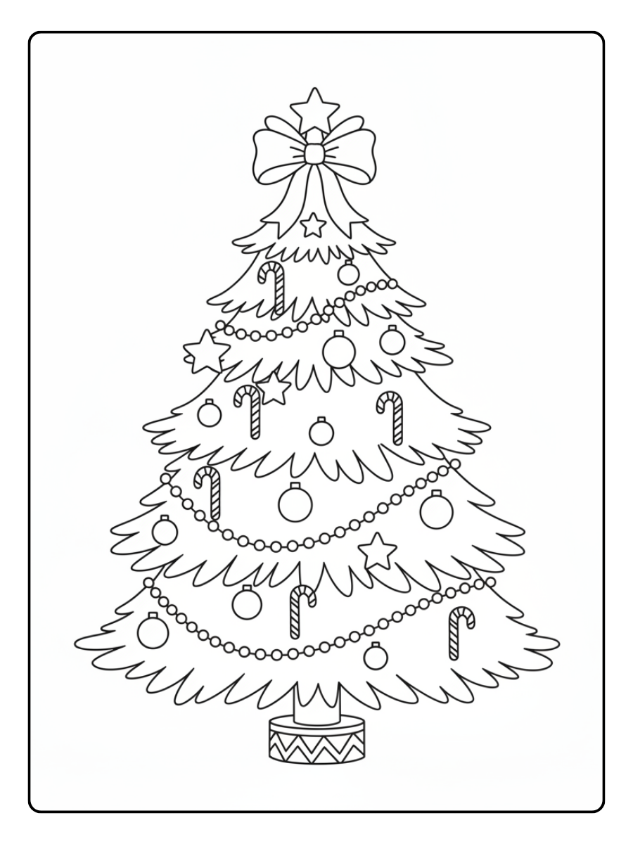 Christmas Tree Coloring Pages – Christmas Tree with Candy Canes