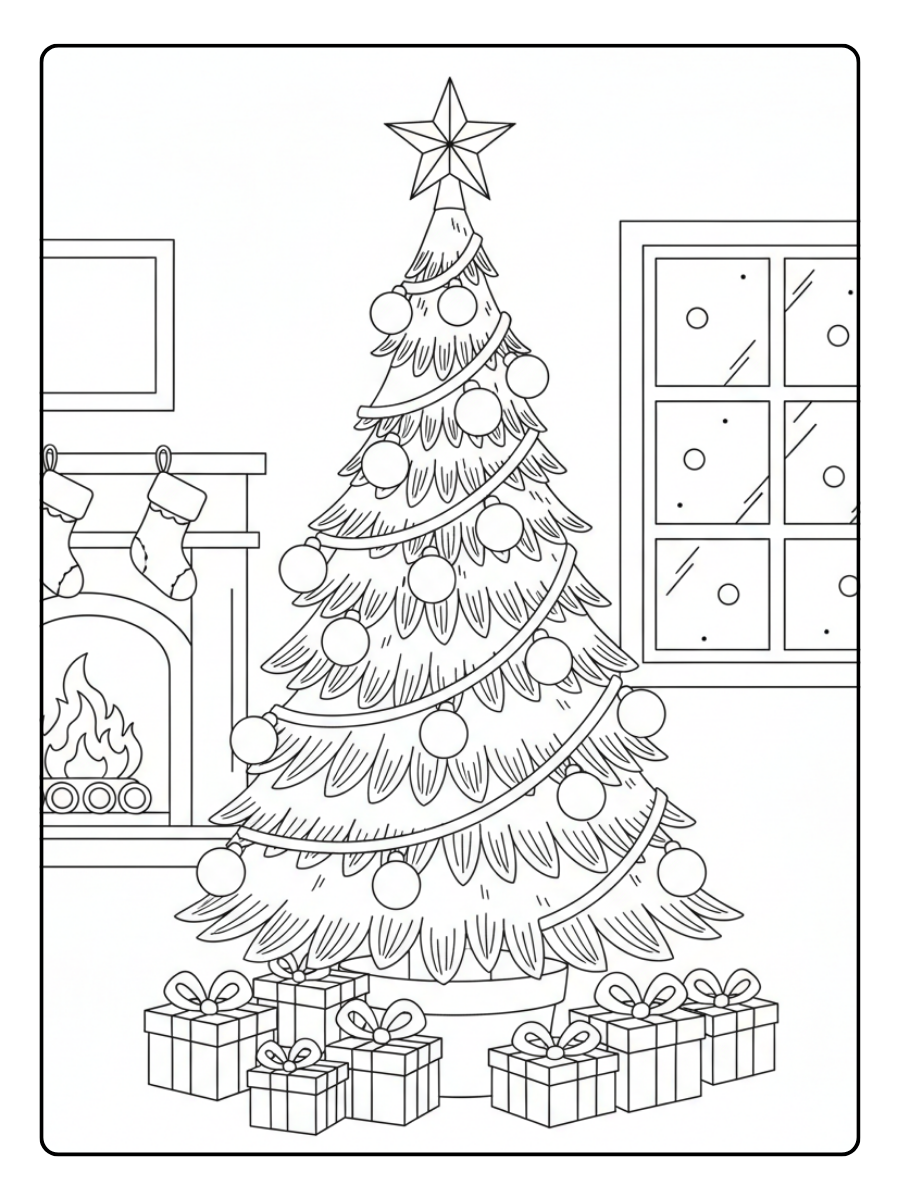 Christmas Tree Coloring Pages – Christmas Tree with Lights