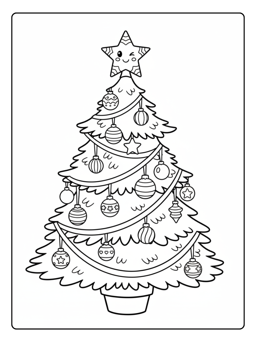 Christmas Tree Coloring Pages – Christmas Tree with Ornaments