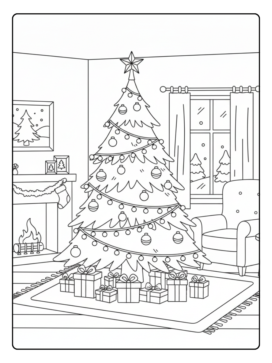 Christmas Tree Coloring Pages – Living Room Christmas Tree