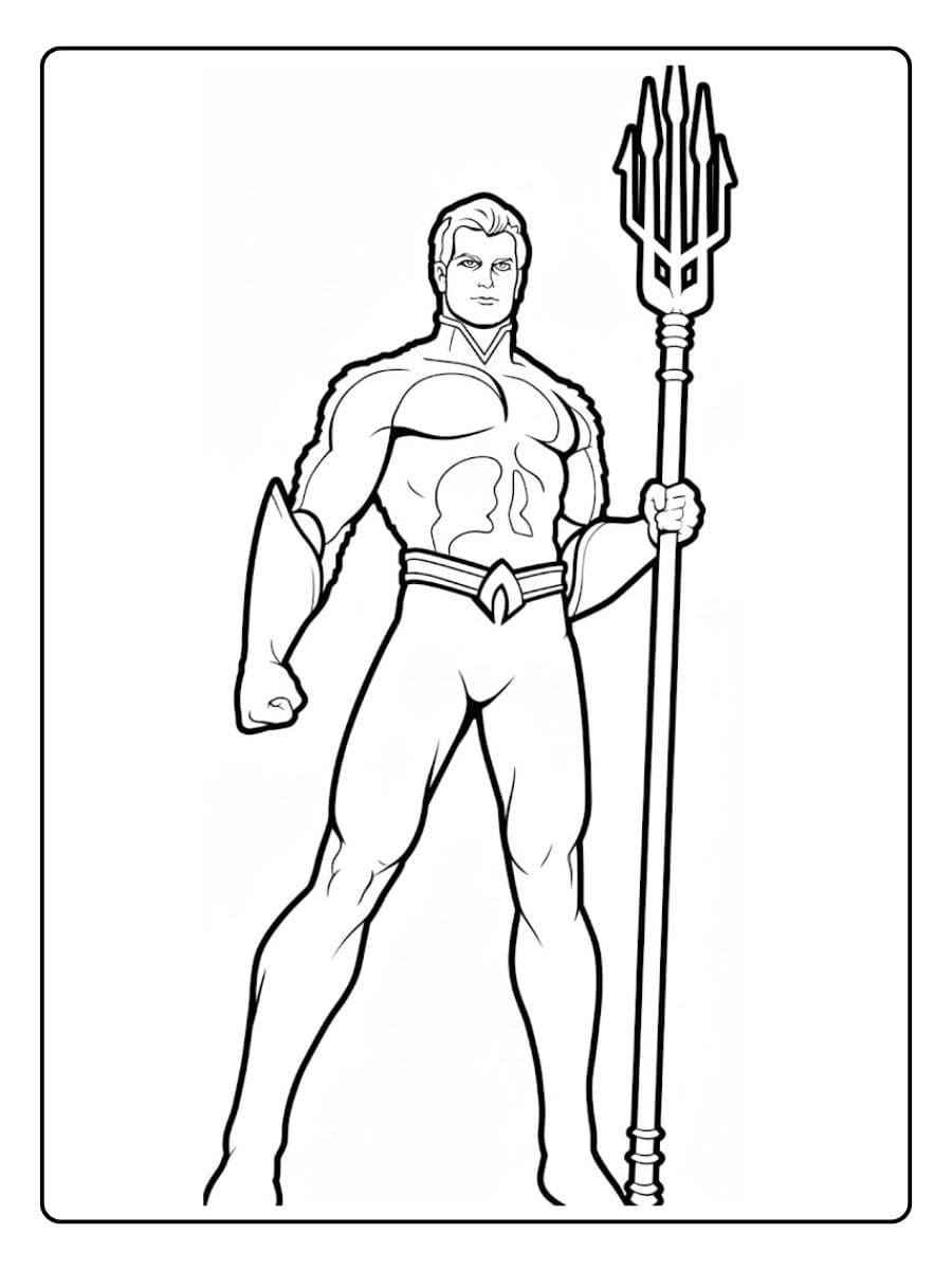 Classic Aquaman Coloring Page Simple Line