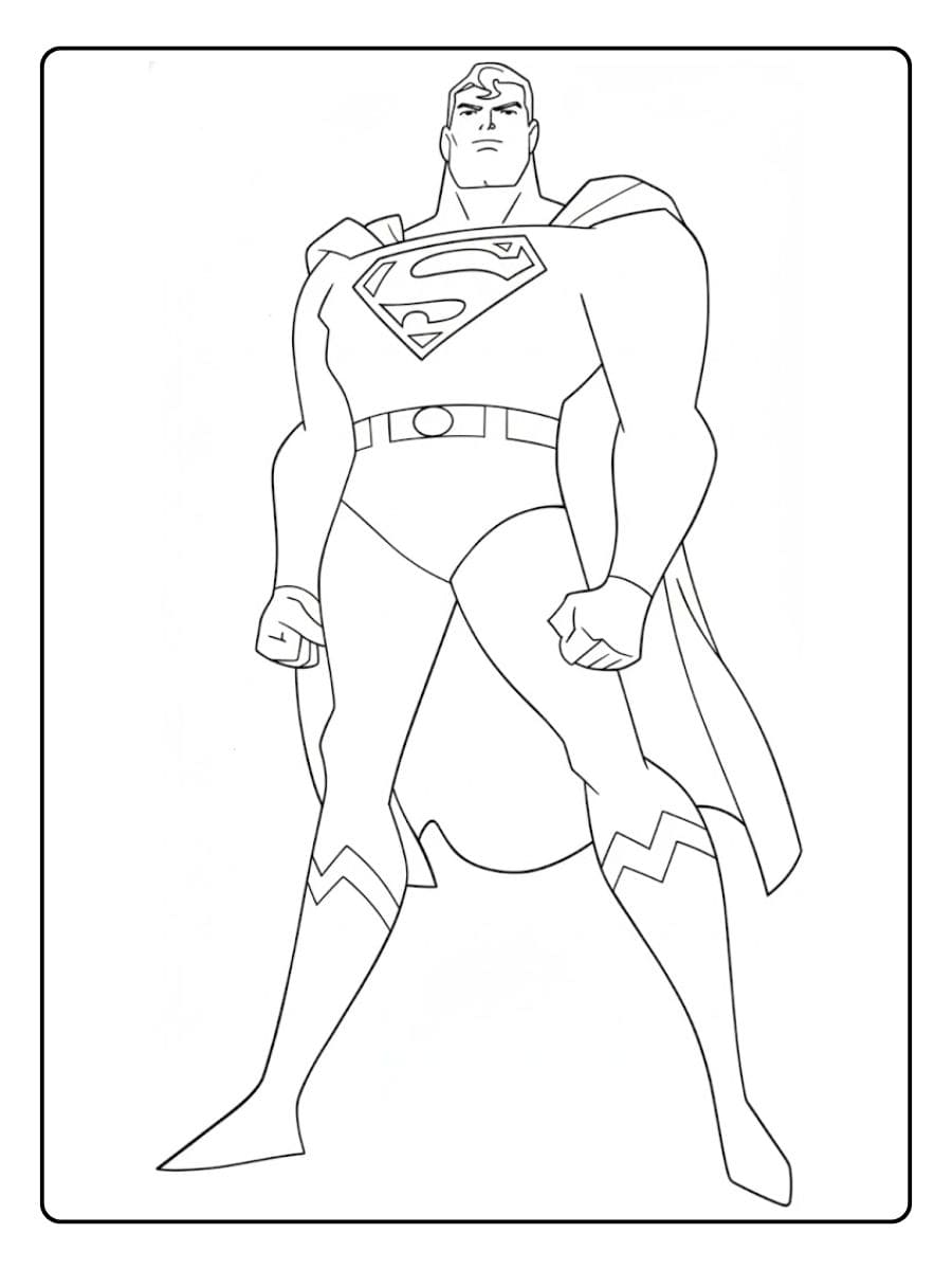 Classic Style Superman Line Art for Coloring