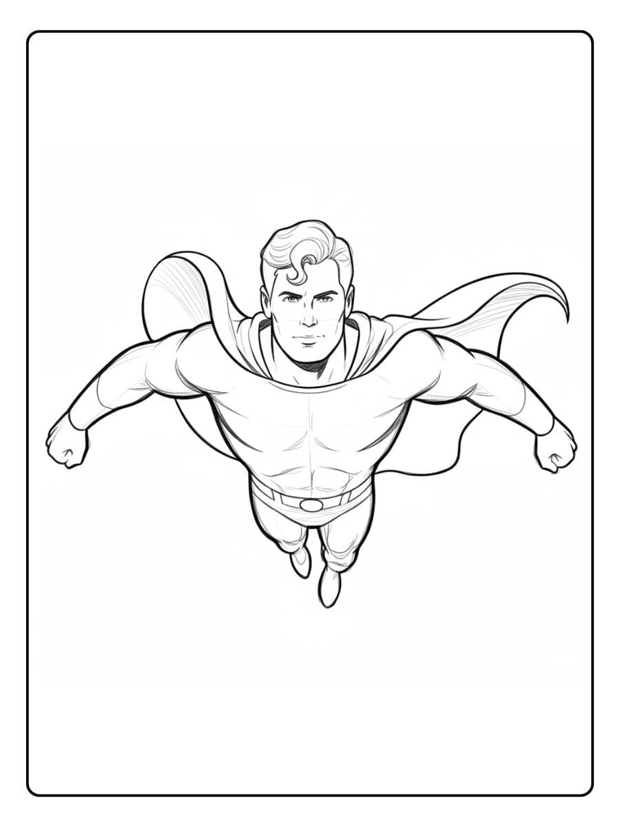 Classic Superhero Line Art for Kids Superman Coloring Pages