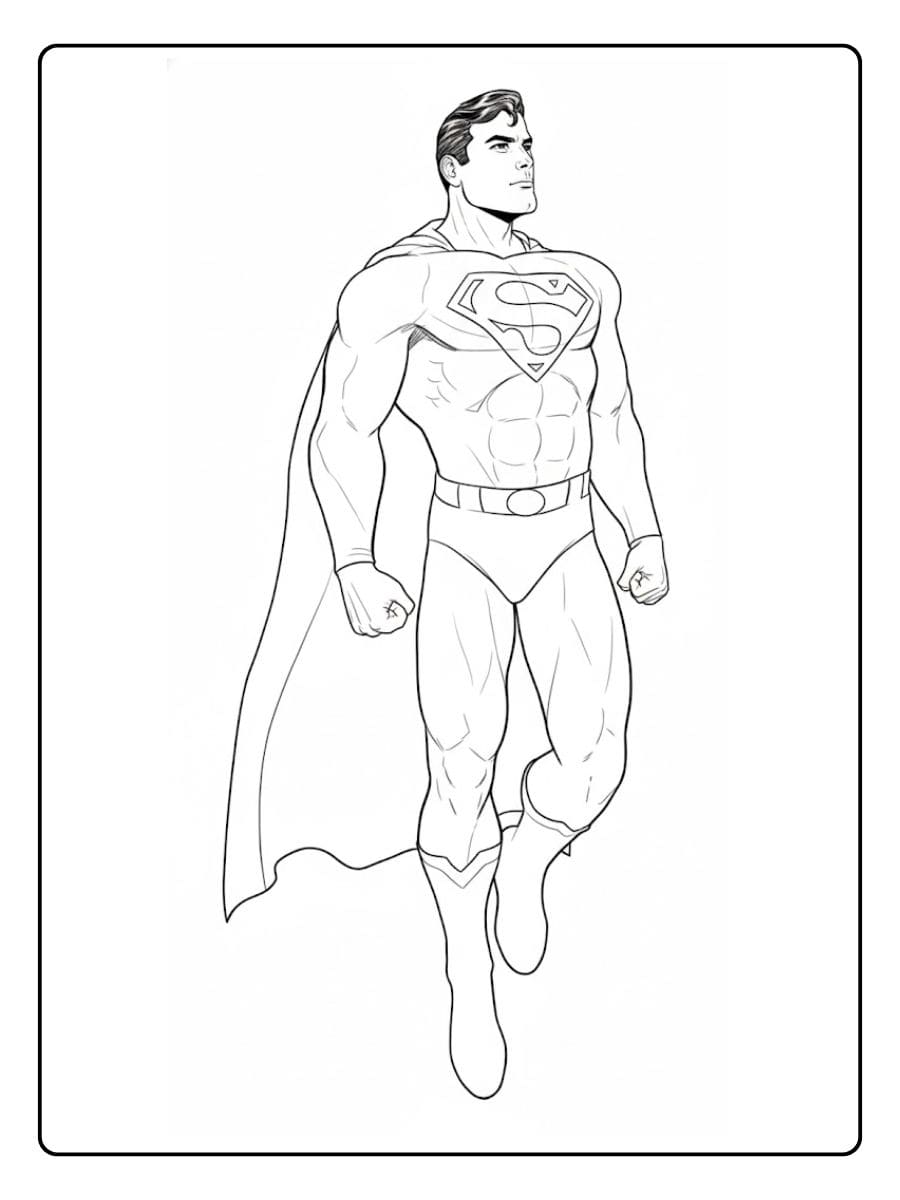 Classic Superman Outline Simple Coloring Page