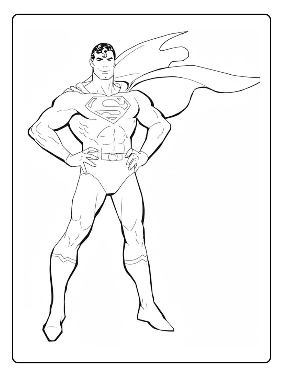Classic Superman Pose Outline Free Coloring Pages