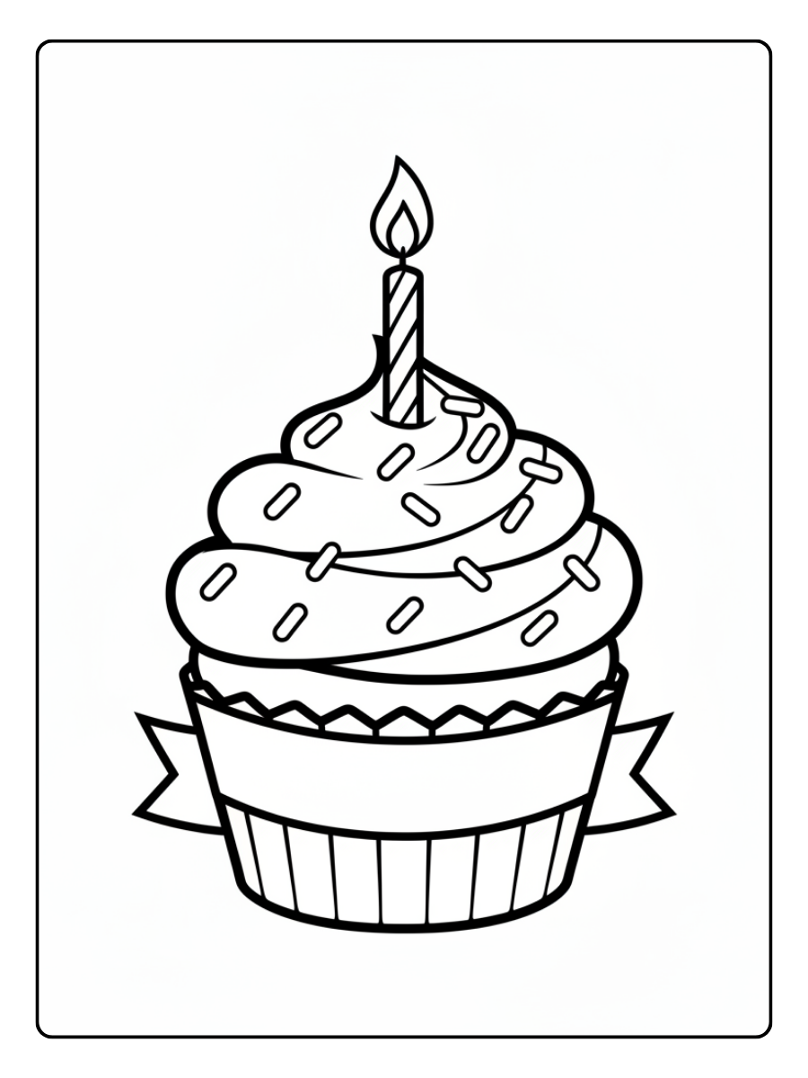 Cupcake Coloring Pages – Birthday Cupcake