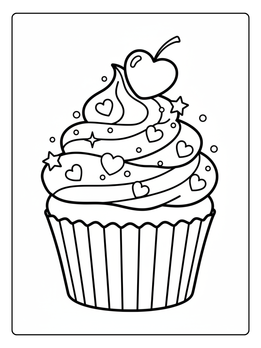 Cupcake Coloring Pages – Cupcake Love Theme