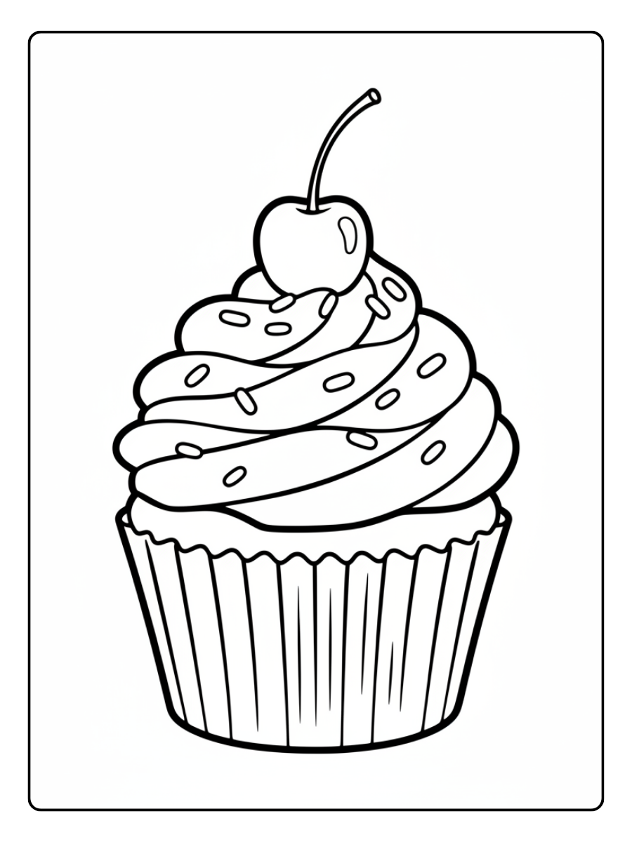Cupcake Coloring Pages – Cupcake with Cherry