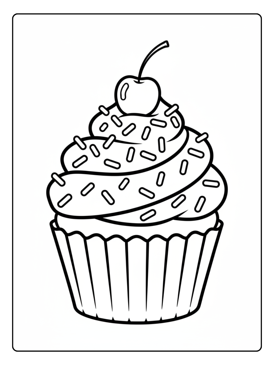 Cupcake Coloring Pages – Cupcake with Sprinkles