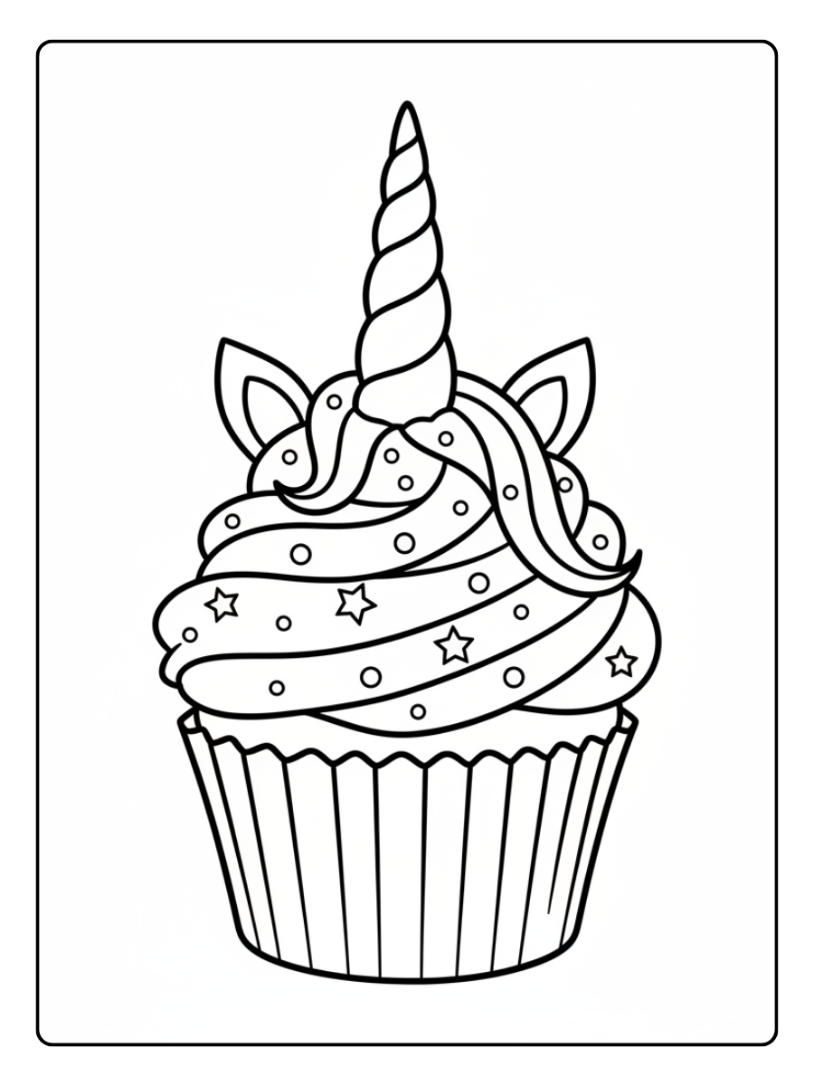 Cupcake Coloring Pages – Unicorn Cupcake