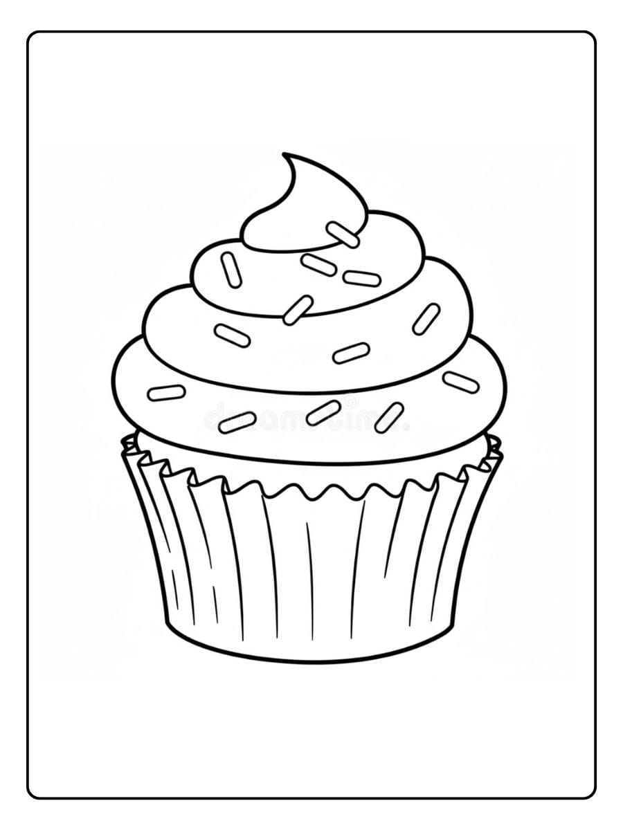 Cupcake coloring page classic swirl cupcake