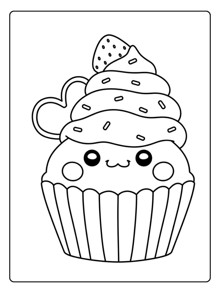 Cupcake coloring page cute cupcake with sprinkles