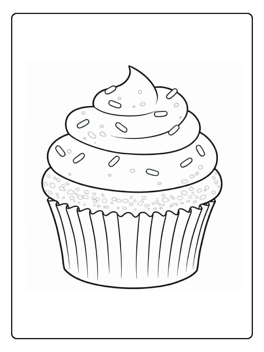 Cupcake coloring page decorative cupcake with sprinkles