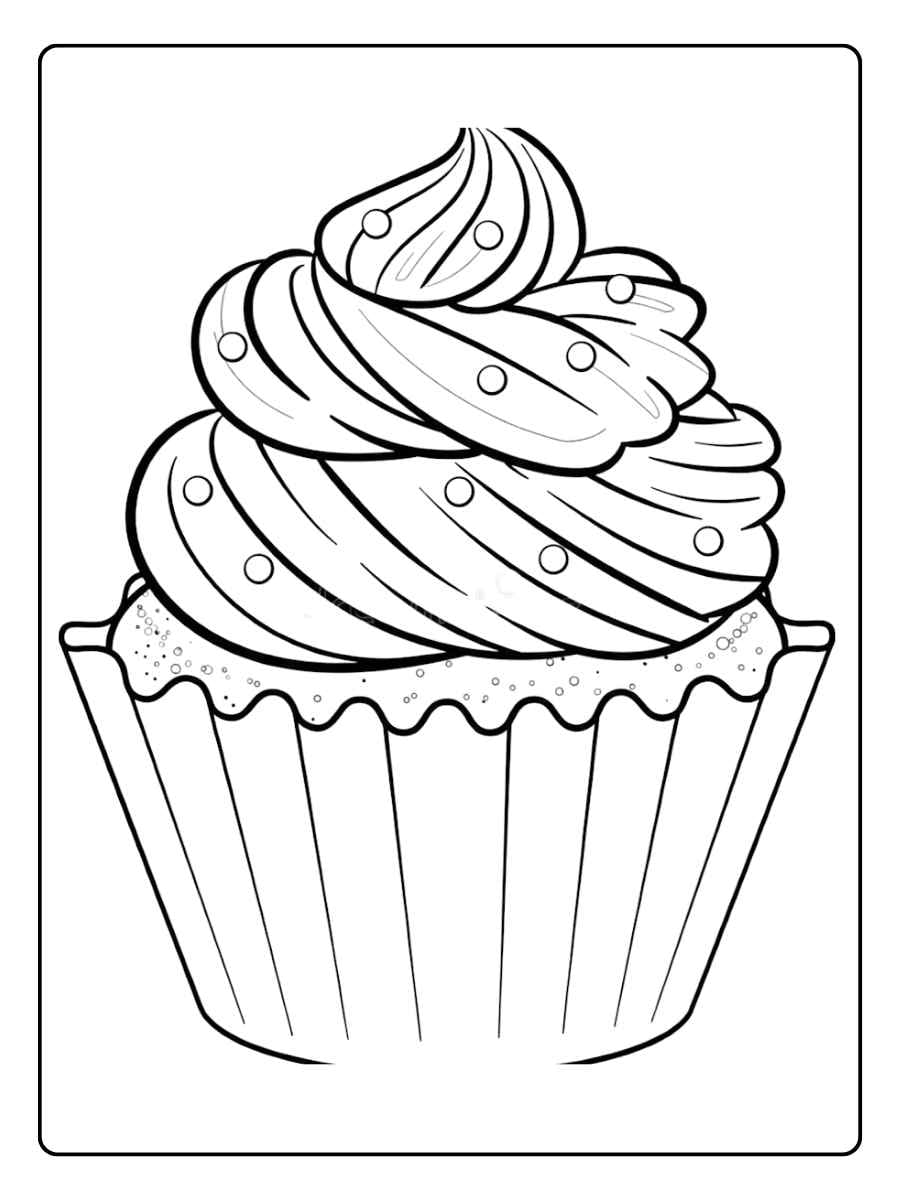 Cupcake coloring page elegant frosting cupcake