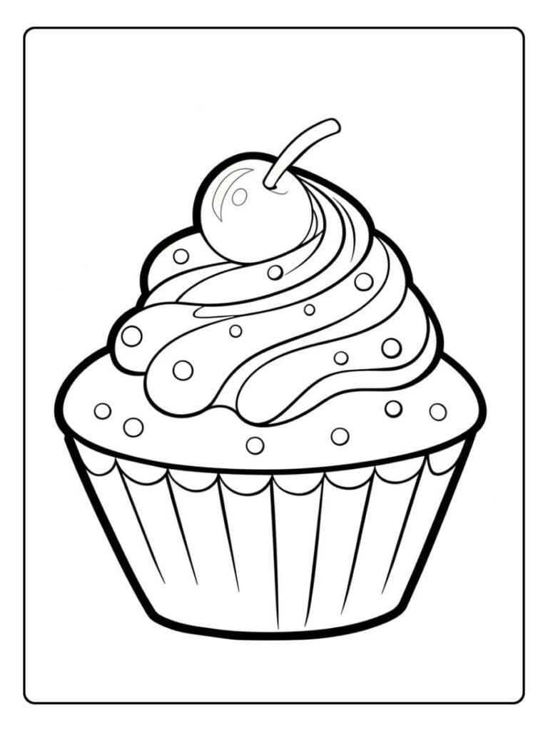 Cupcake coloring page simple cute cupcake
