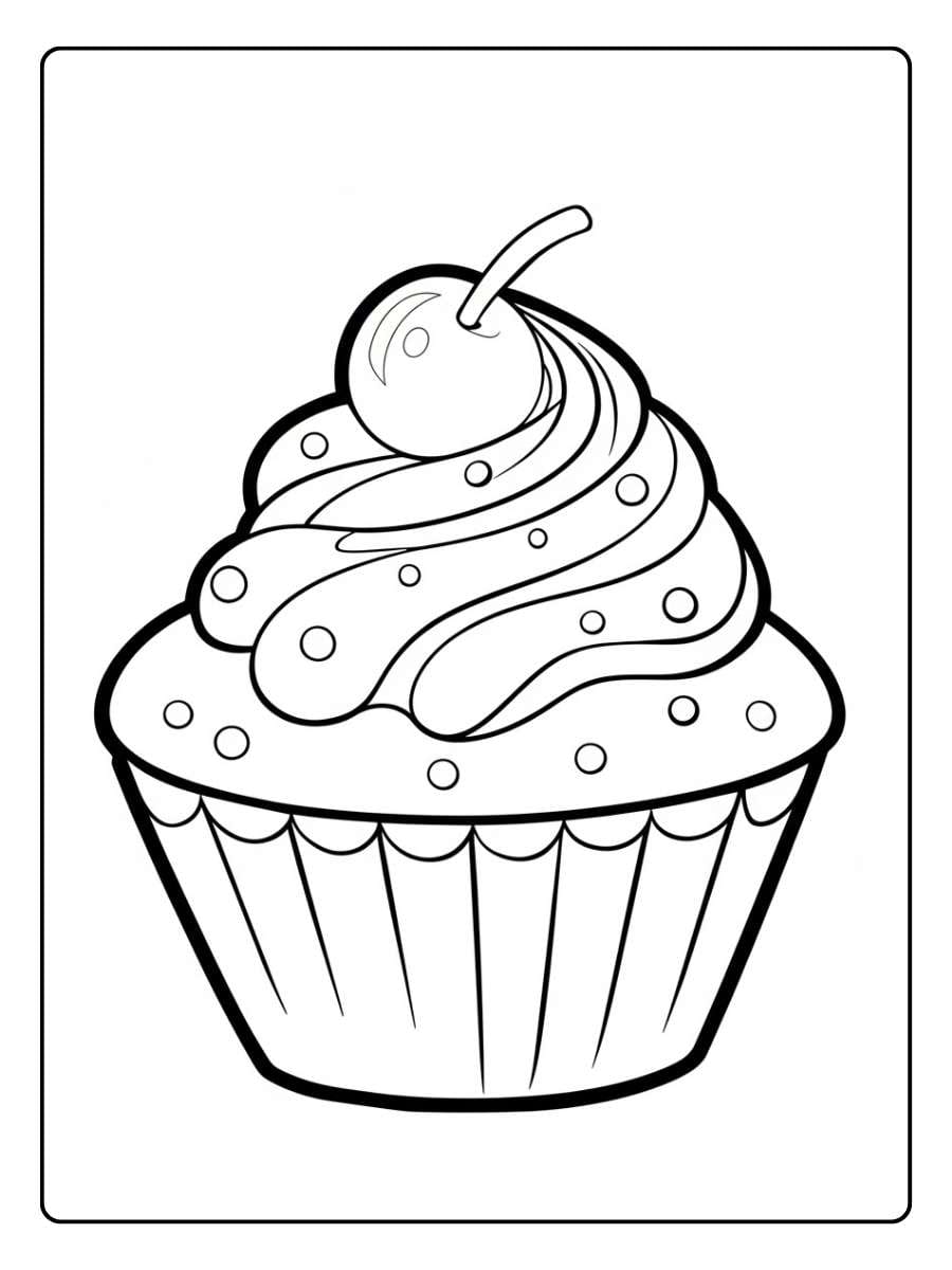 Cupcake coloring page simple cute cupcake