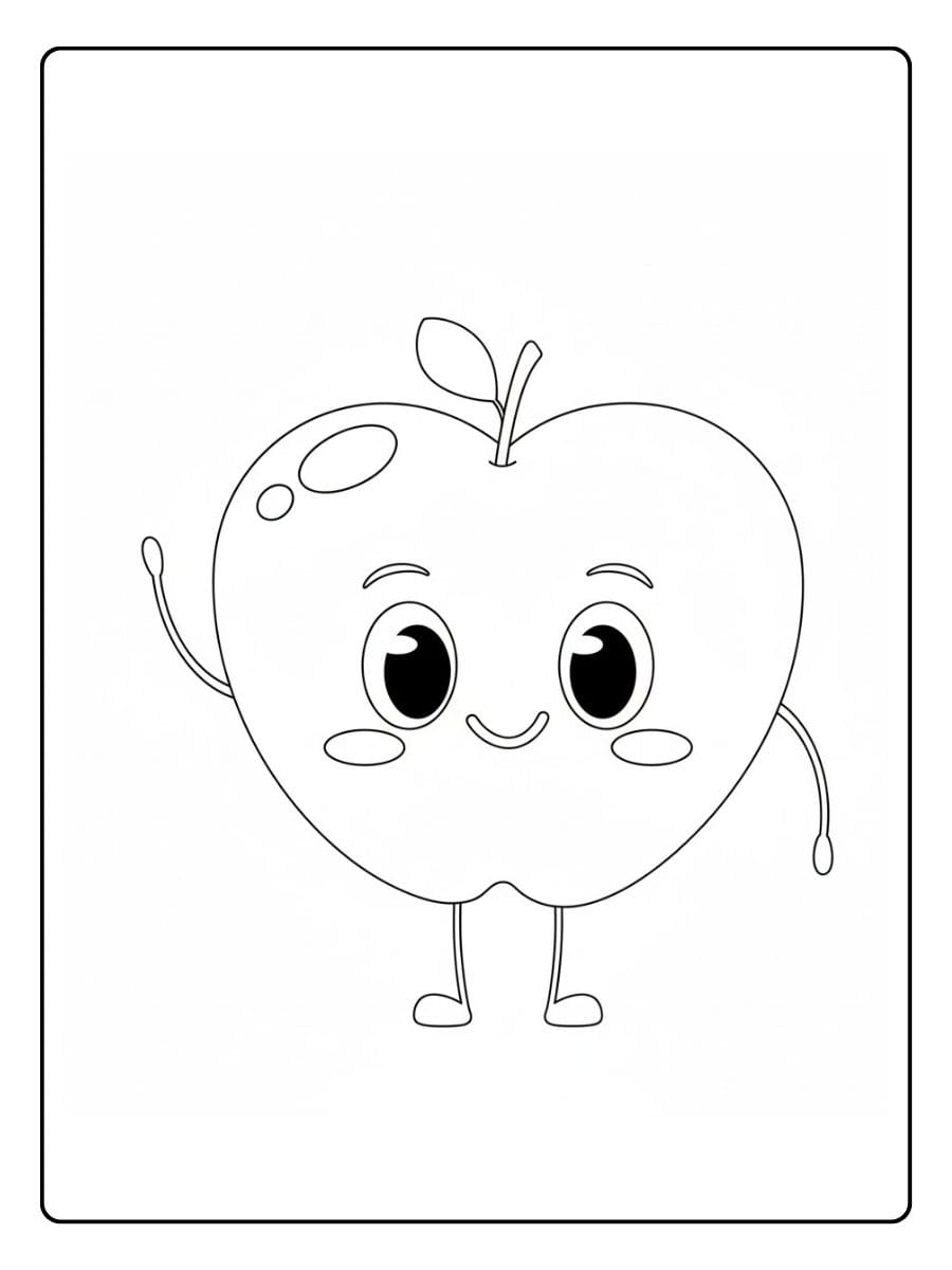 Cute Apple Cartoon Character Apples Coloring Pages