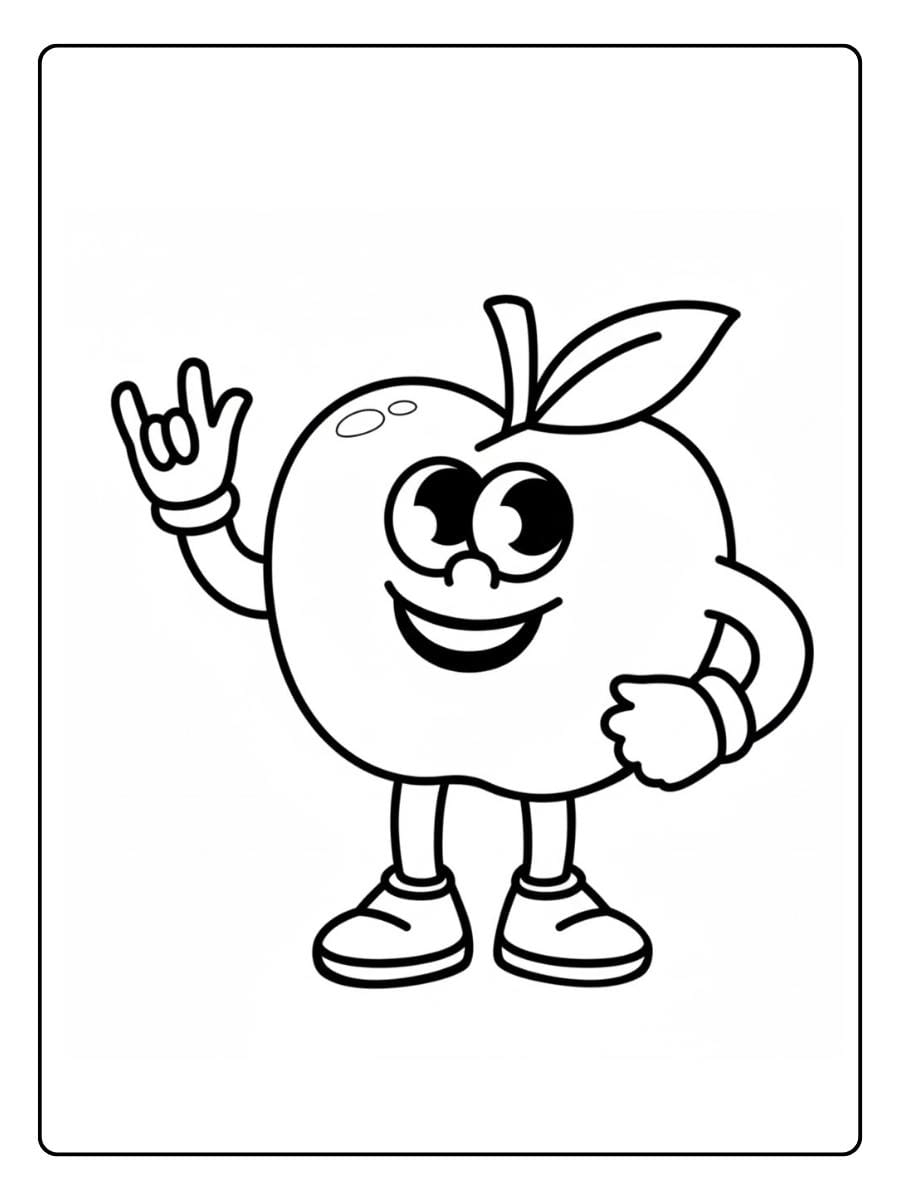 Cute Apple Character Apples Coloring Pages