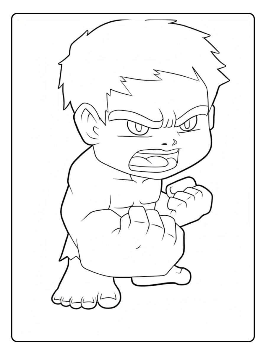 Cute Baby Hulk Outline Drawing for Coloring
