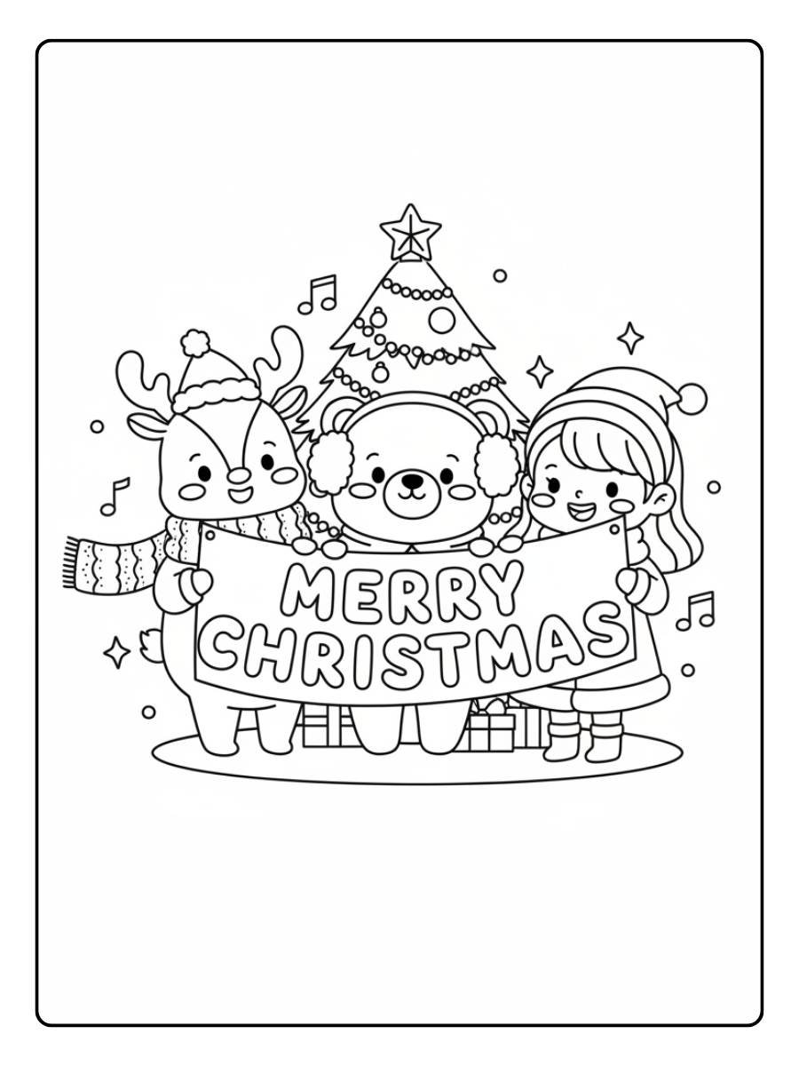 Cute Christmas Coloring Pages – Cute Merry Christmas