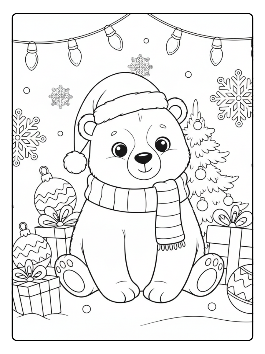 Cute Christmas Coloring Pages – Cute Polar Bear