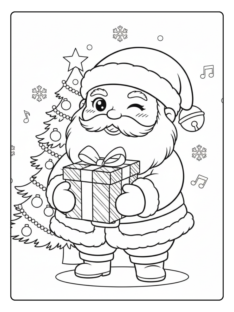 Cute Christmas Coloring Pages – Cute Santa Claus