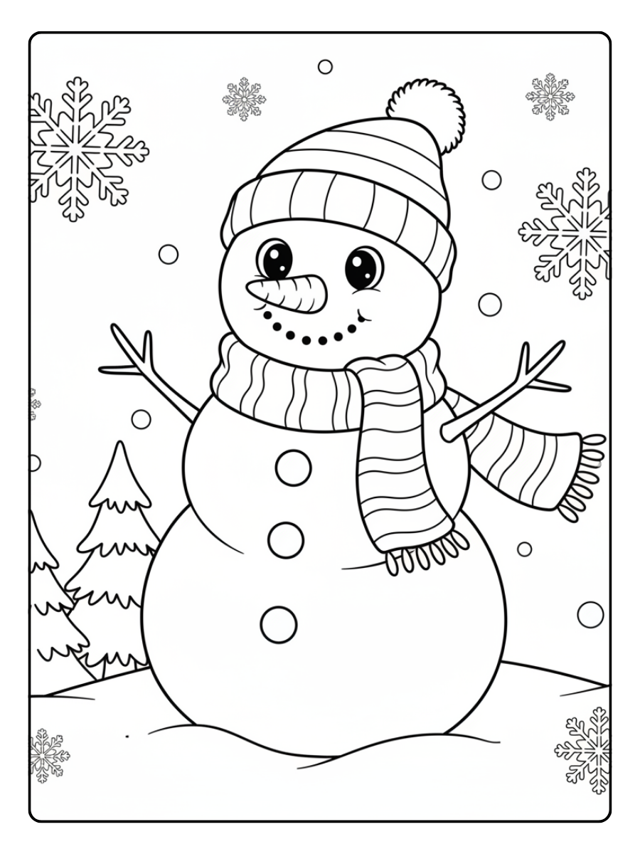 Cute Christmas Coloring Pages – Cute Snowman