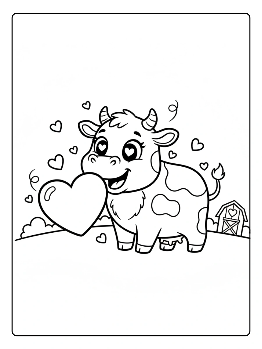 Cute Cow Coloring Pages – Cow in Love