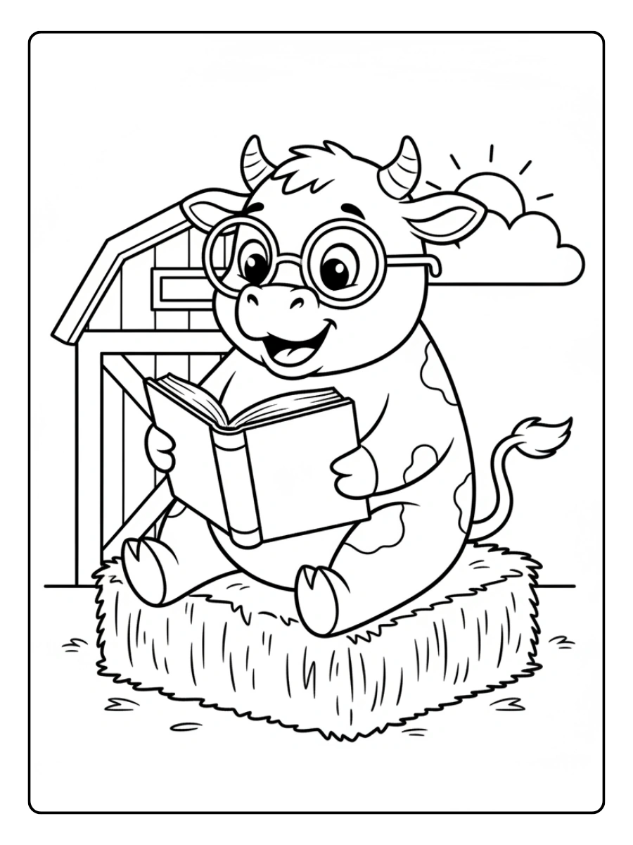 Cute Cow Coloring Pages – Cute Cow Reading Book